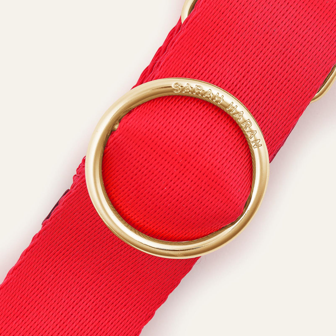 Red Sarah Haran River Strap with Gold hardware detail | RO27-G