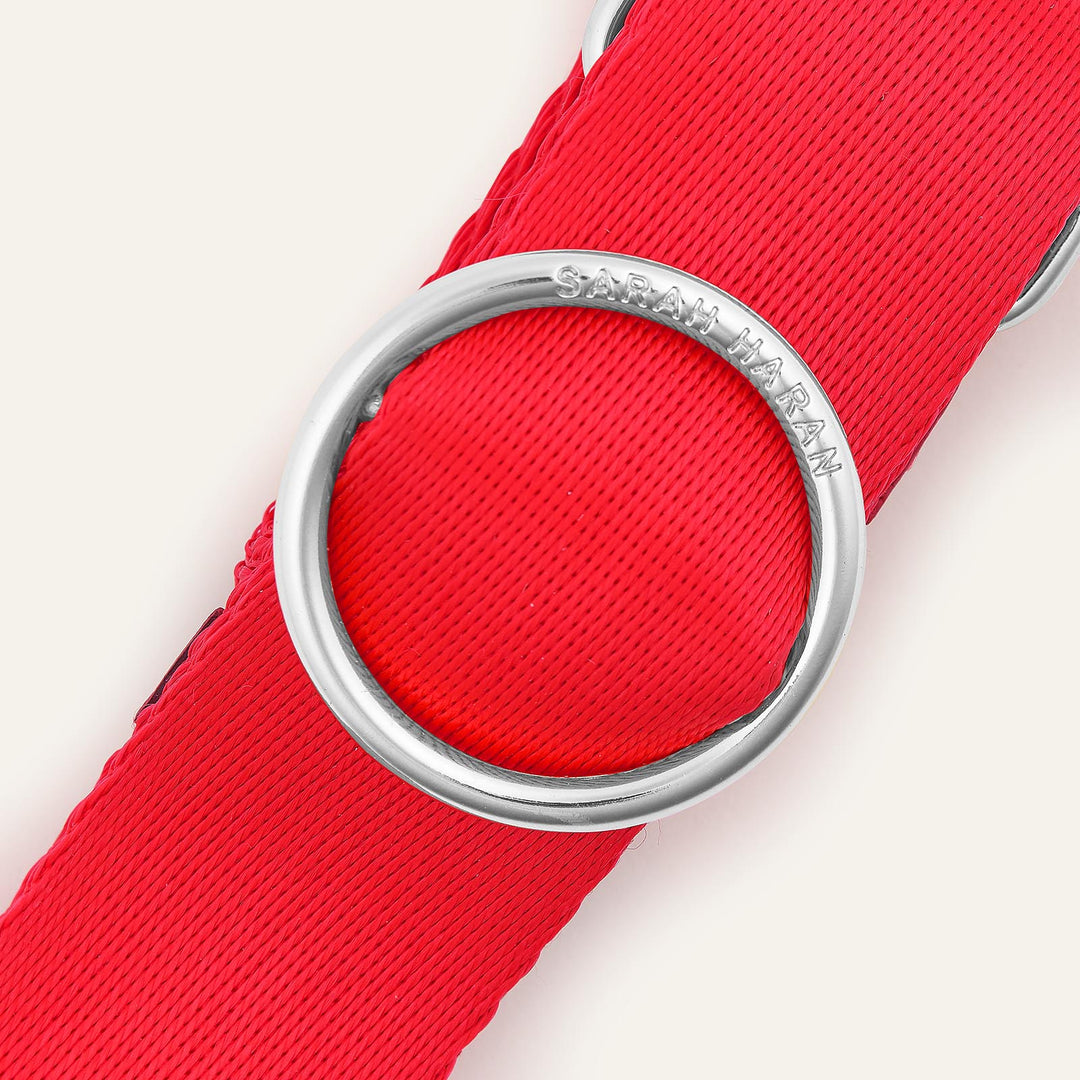 Red Sarah Haran River Strap with Silver hardware detail | RO27-S