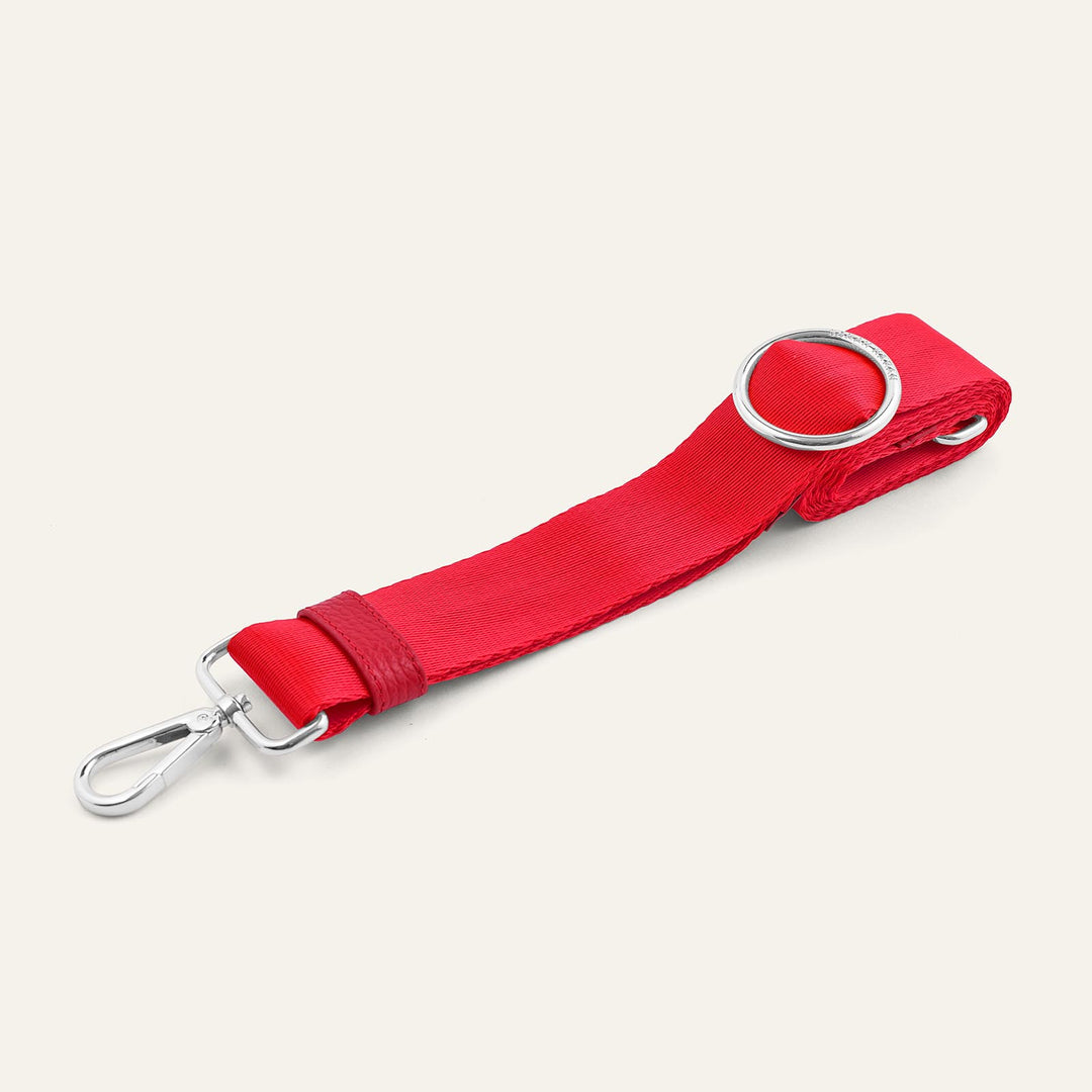 Red Sarah Haran River Strap with Silver hardware front | RO27-S