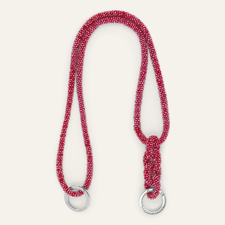 Red Sparkle Sarah Haran Kings Knot Strap with Silver hardware front 1 | R013-S