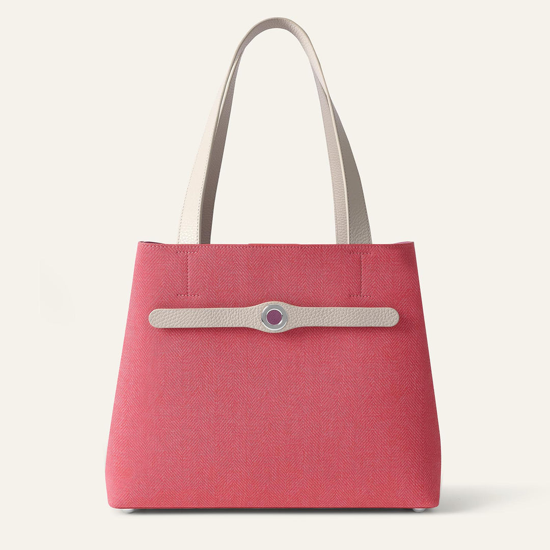 Red with Porcelain Complimentary Bag Q1 Reservation: Sarah Tote with Silver hardware front closed | R029-S