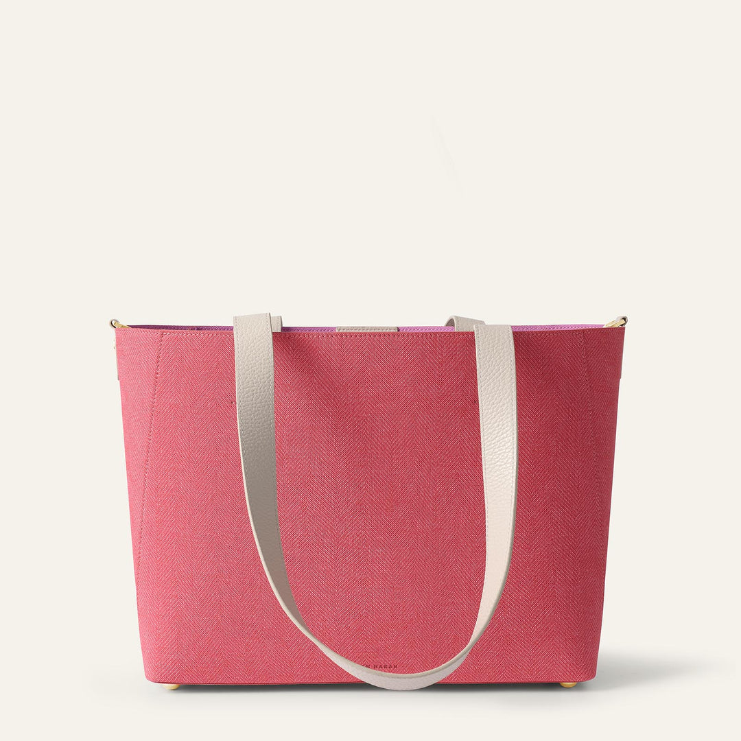 Red with Porcelain Complimentary Bag Q1 Reservation: Sarah Tote with Gold hardware back | R029-G