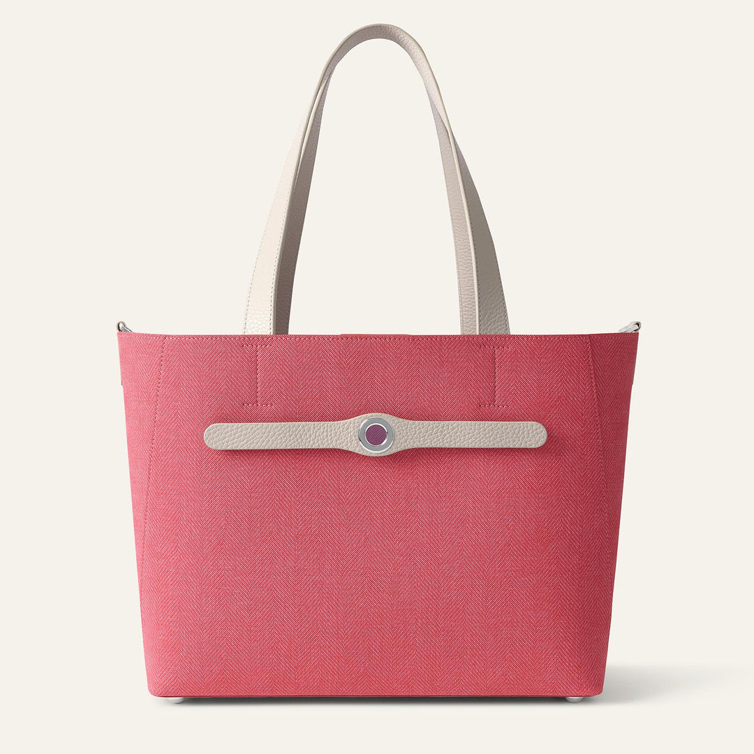 Red with Porcelain Complimentary Bag Q1 Reservation: Sarah Tote with Silver hardware front open | R029-S