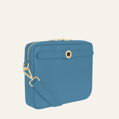 Mia Crossbody | Retro Blue with Gold hardware