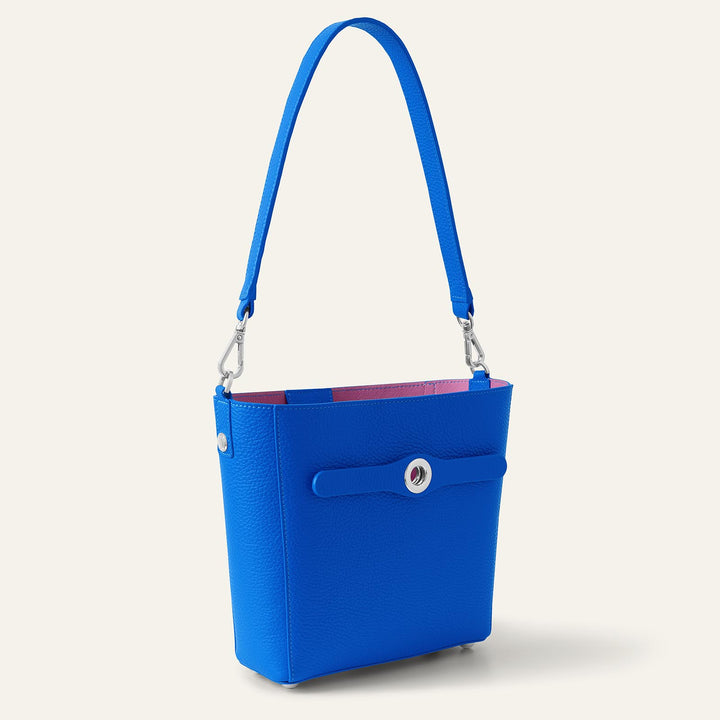 Sapphire Blue Sarah Haran Mini S Tote with Silver Hardware side | U82-S