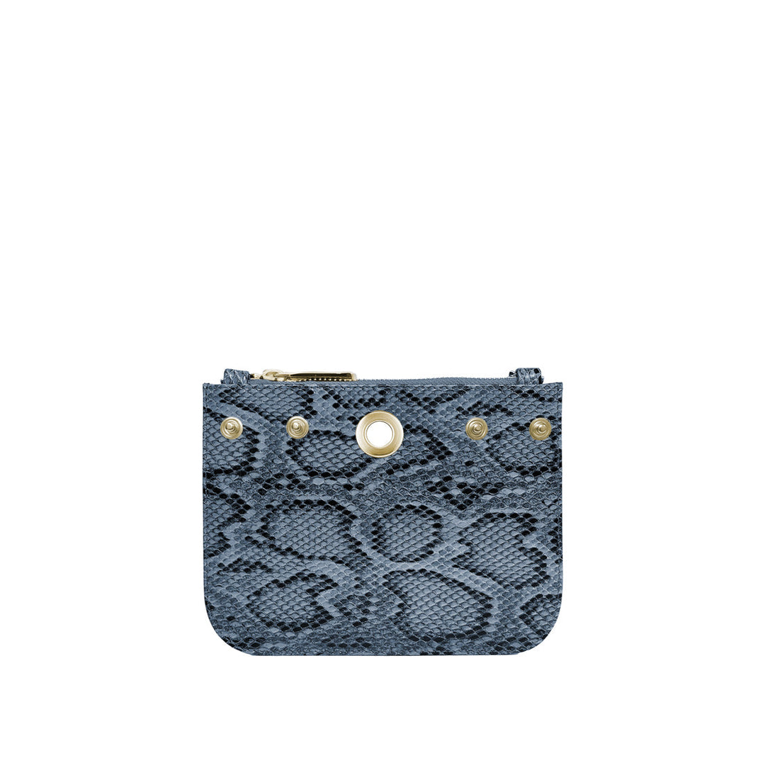 Blue Python Lily Mini Bag - Textured - Sale with Gold hardware back| U39-G