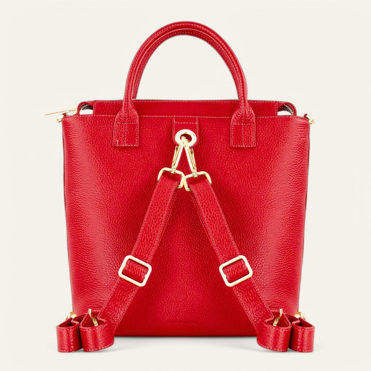 Mini P Backpack | Pillarbox Red with Gold hardware