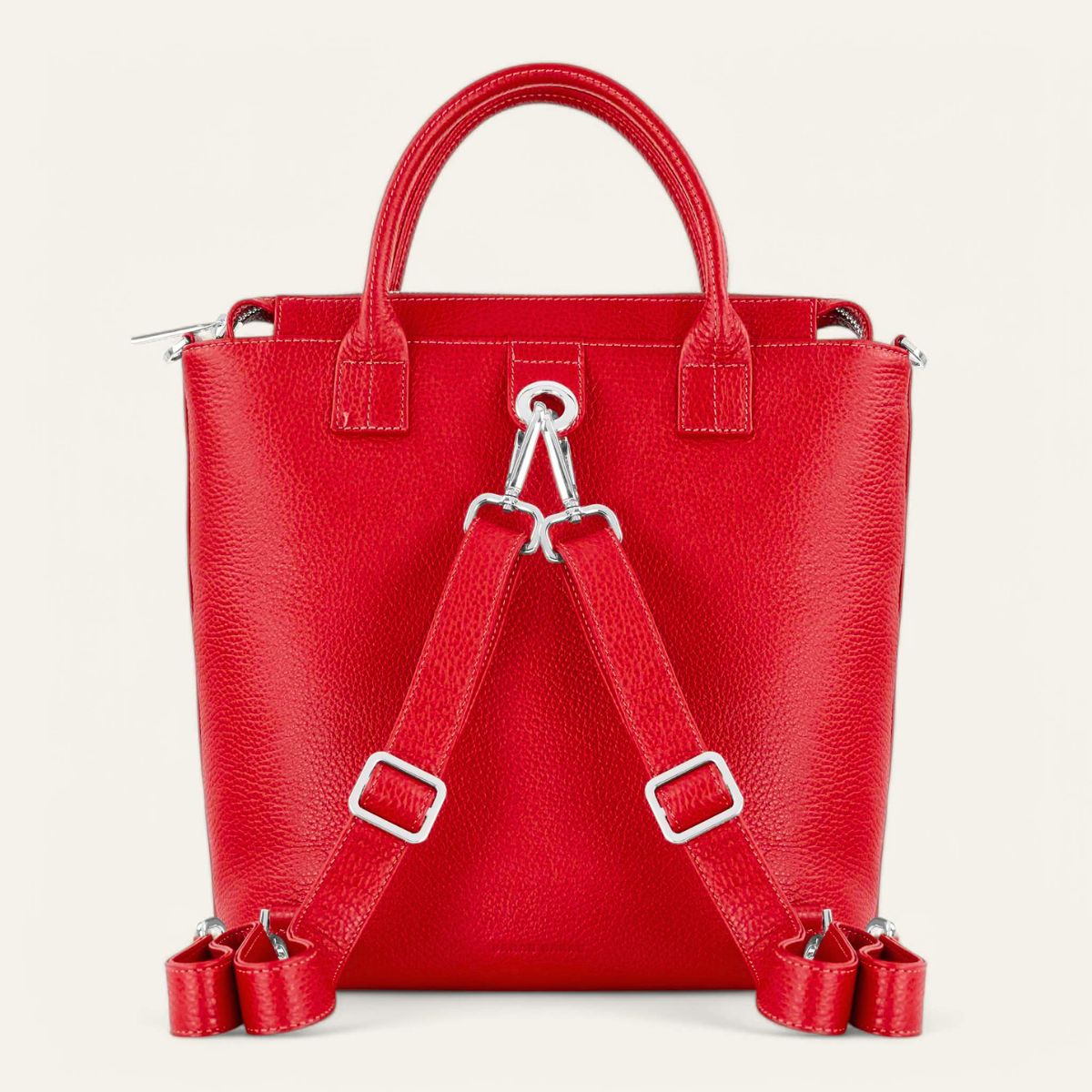 Mini P Backpack | Pillarbox Red with Silver hardware