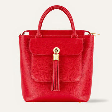 Mini P Backpack | Pillarbox Red with Gold hardware