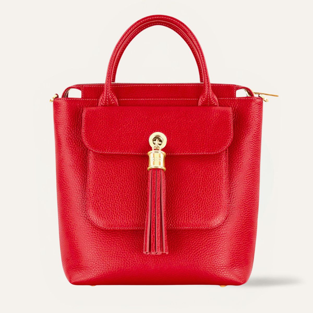 Mini P Backpack | Pillarbox Red with Gold hardware