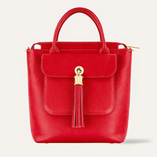 Mini P Backpack | Pillarbox Red with Gold hardware