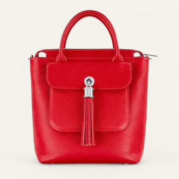Mini P Backpack | Pillarbox Red with Silver hardware