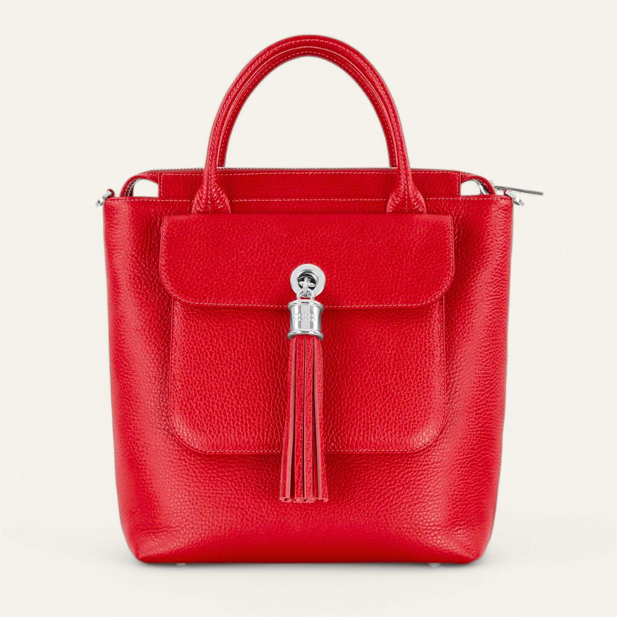 Mini P Backpack | Pillarbox Red with Silver hardware