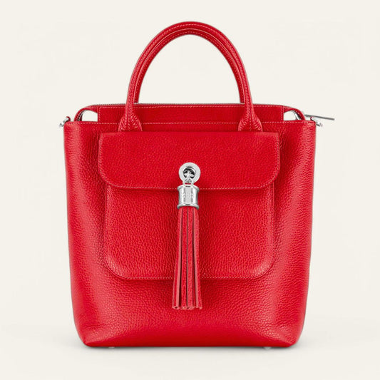 Mini P Backpack | Pillarbox Red with Silver hardware