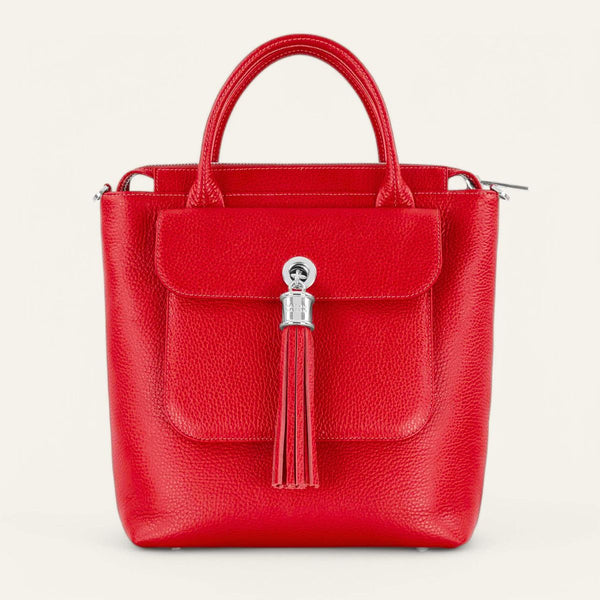 Mini P Backpack | Pillarbox Red with Silver hardware
