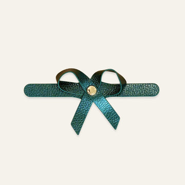 Petite Bow Mini | Metallic Evergreen with Gold hardware