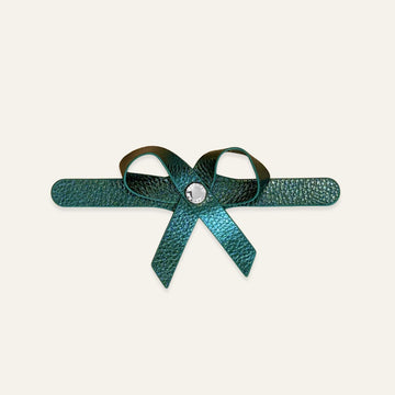 Petite Bow Mini | Metallic Evergreen with Silver hardware
