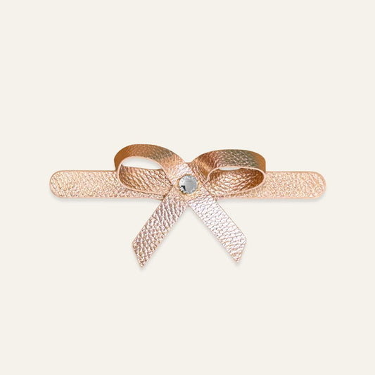 Petite Bow Mini | Metallic Rose Gold with Silver hardware