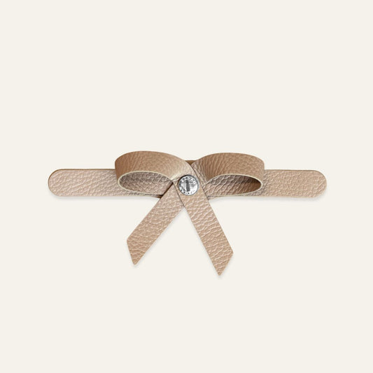 Petite Bow Mini | Taupe with Silver hardware