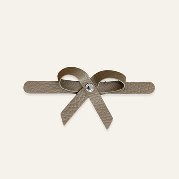 Petite Bow Mini | Taupe Bicouture with Silver hardware