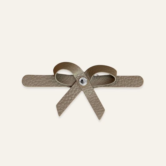 Petite Bow Mini | Taupe Bicouture with Silver hardware