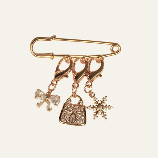 Kiltie Charm Brooch | with Gold hardware