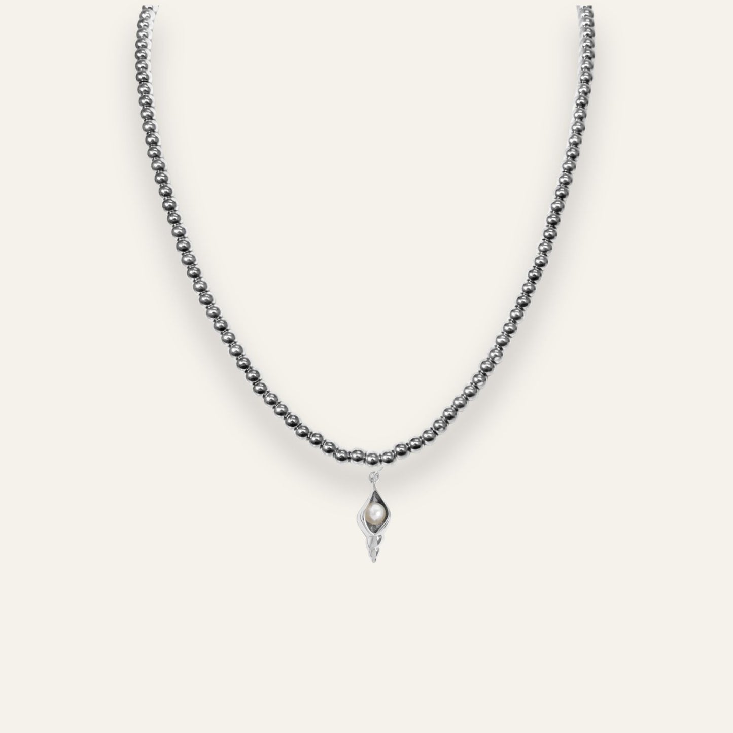 Aurora Necklace with Conch Charm | with Silver hardware