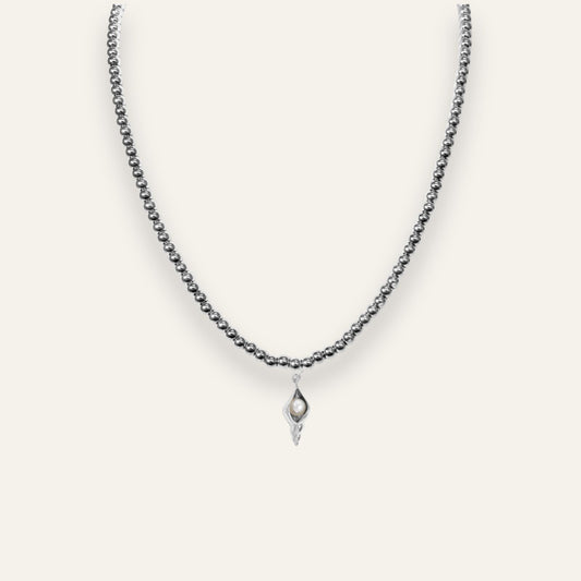 Aurora Necklace with Conch Charm | with Silver hardware