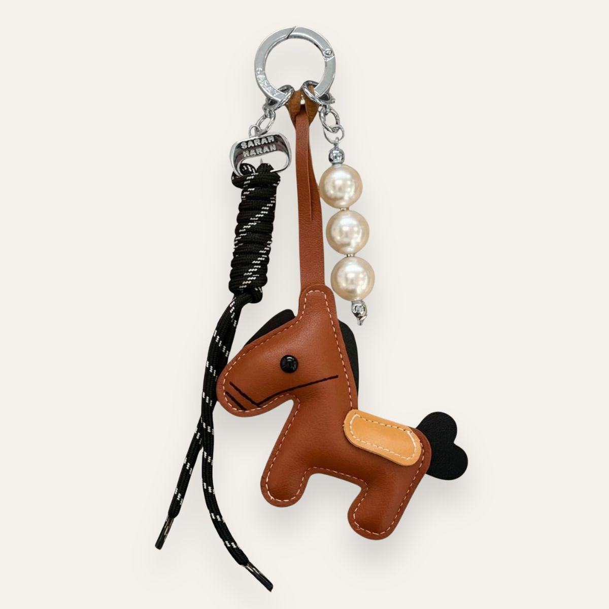 Horse Bag Charm | Brown with Silver hardware