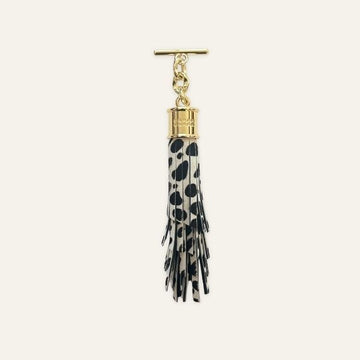 Feather Capsule Tassel Mini | Dalmatian with Gold hardware