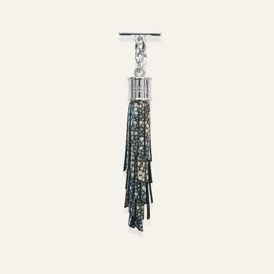 Feather Capsule Tassel Mini | Multi Shagreen with Silver hardware