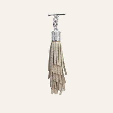 Feather Capsule Tassel Mini | Porcelain with Silver hardware