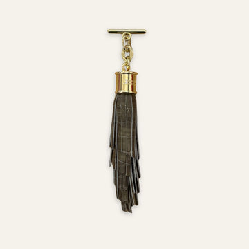 Feather Capsule Tassel Mini | Flint Patent with Gold hardware