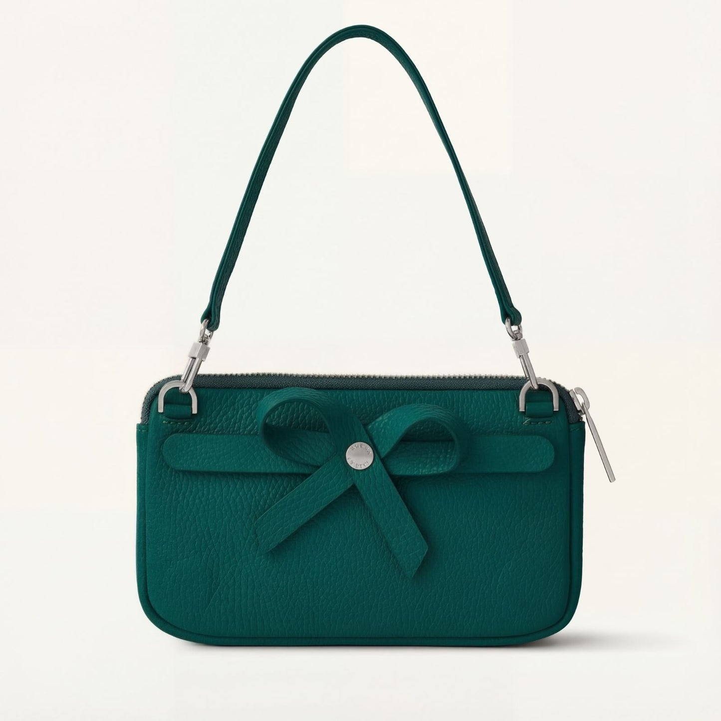 Complimentary Bag | Green Exotic Evergreen with Silver hardware