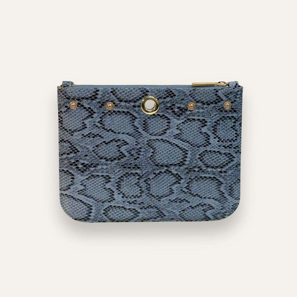 Preloved Ivy Clutch | Blue Python with Gold hardware