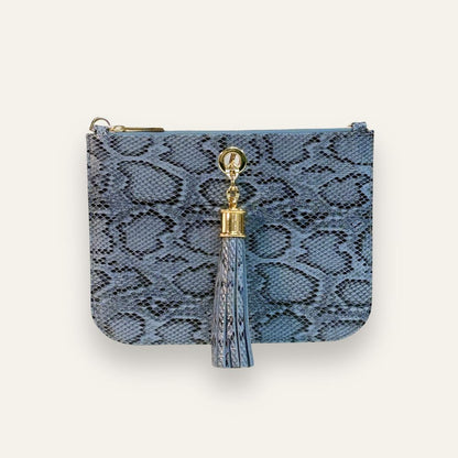 Preloved Ivy Clutch | Blue Python with Gold hardware