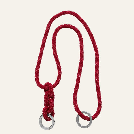 Kings Knot Strap | Red Sparkle with Silver hardware