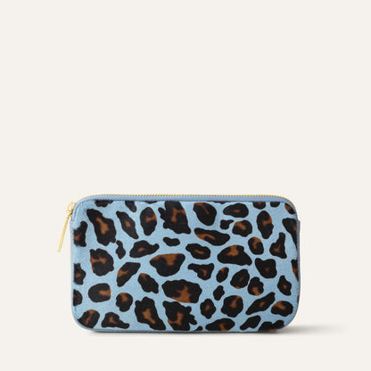 Complimentary Bag | Sky Blue Leopard Duck Egg  with Gold hardware