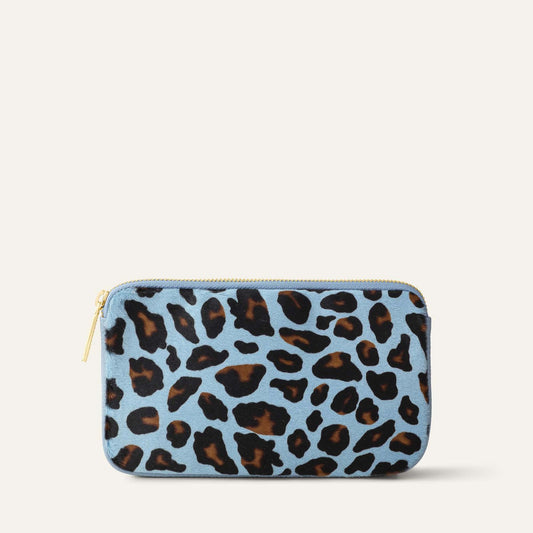 Complimentary Bag | Sky Blue Leopard Duck Egg  with Gold hardware