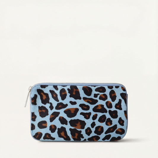 Complimentary Bag | Sky Blue Leopard Duck Egg  with Silver hardware