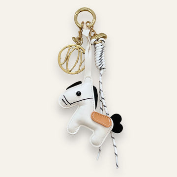 Horse Bag Charm | White with Gold hardware