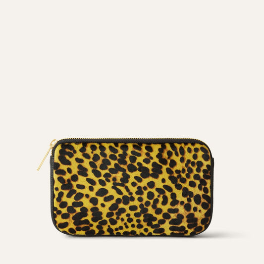 Complimentary Bag | Yellow Leopard Black with Gold hardware