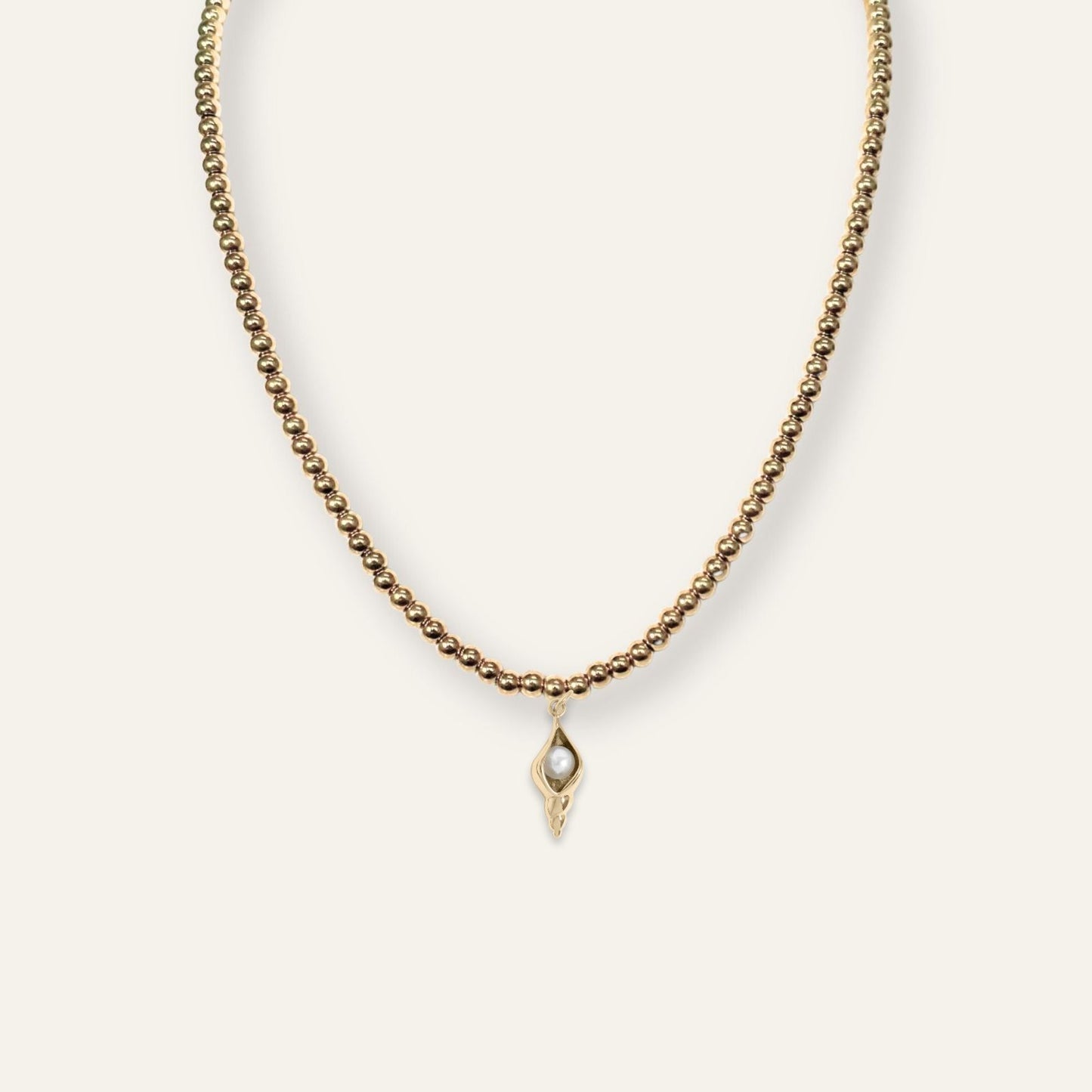 Aurora Necklace with Conch Charm | with Gold hardware