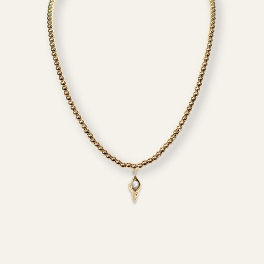 Aurora Necklace with Conch Charm | with Gold hardware