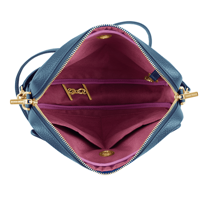 Bluebell Sarah Haran Mia Crossbody with Gold hardware open | U03-G