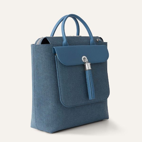 Poppy Backpack | Blue Denim Retro Blue with Silver hardware