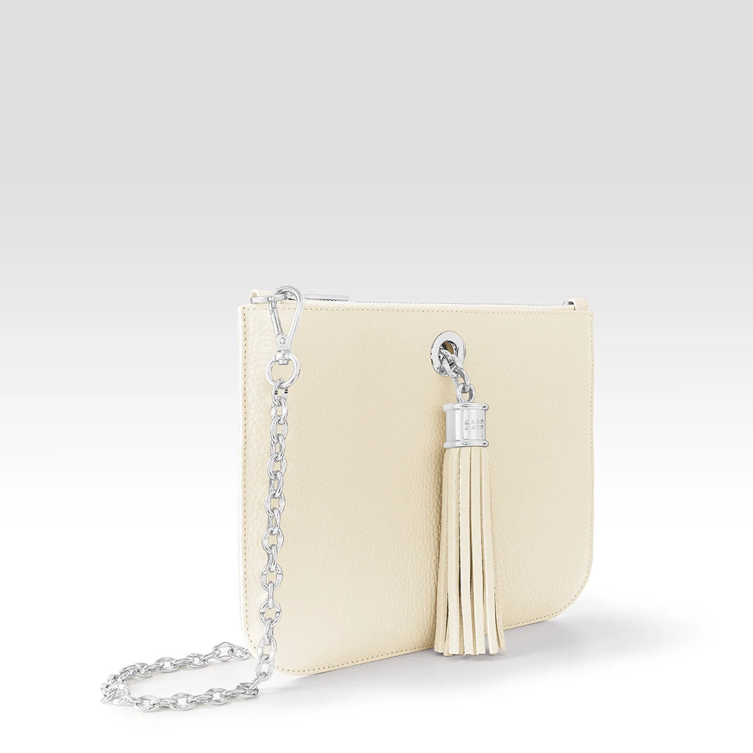 Ivy - Pop of Colour with Deco Popper-Handbag-Sarah Haran Accessories-Silver-Cream-Sarah Haran Accessories