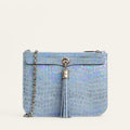 Ivy | Petrolescent Croc with Silver hardware
