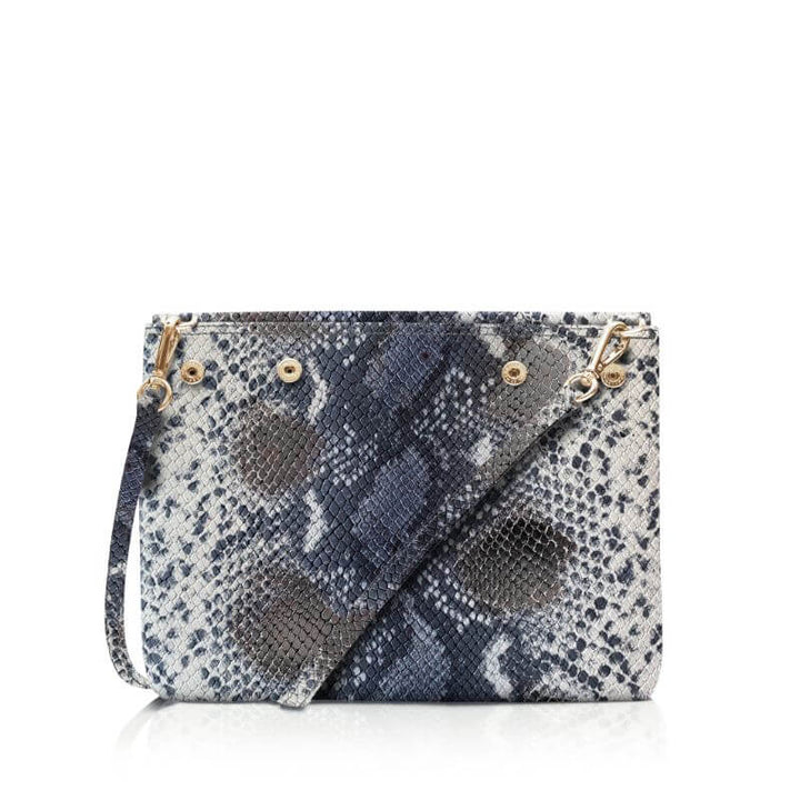 Jasmine Crossbody - Textured - Adjustable Strap-Handbag-Sarah Haran Accessories-Silver-Grey Exotic-Sarah Haran Accessories