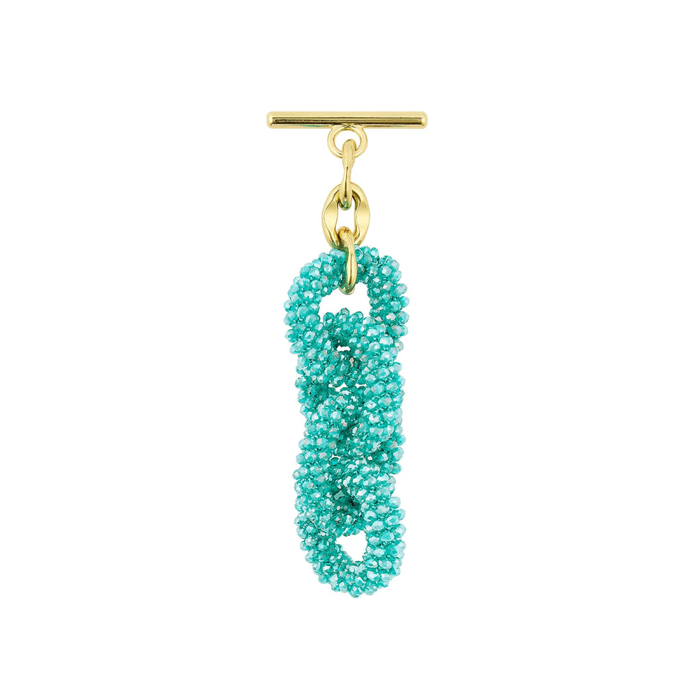 Turquoise Sparkle Sarah Haran Kings Knot Tassel with Gold hardware front 1 | G26-G